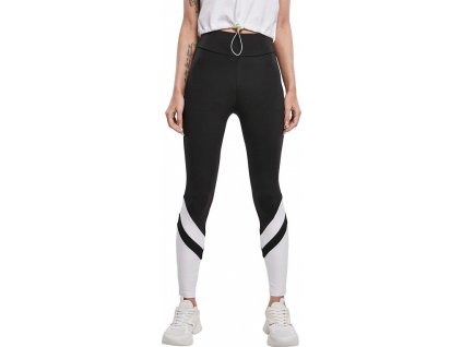 Dámské černobílé legíny Urban Classics s vysokým pasem (Barva černá - bílá, Velikost 3XL)