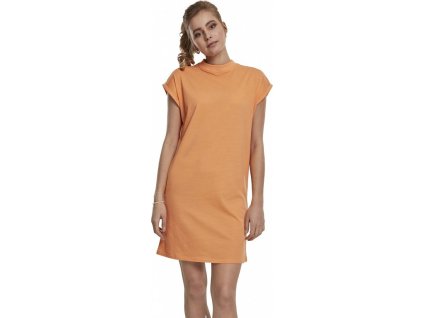 Lehké bavlněné šaty Urban Classics se stojáčkem a ohrnutými rukávky 140 g/m