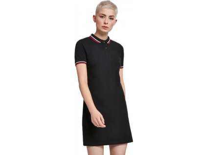 Polo šaty nad kolena Urban Classics s kontrastním lemováním (Barva černá, Velikost L)