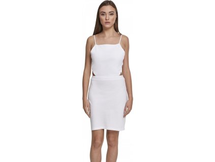 Sexy mini piké šaty na špagety s průstřihy na bocích Urban Classics (Barva bílá, Velikost L)