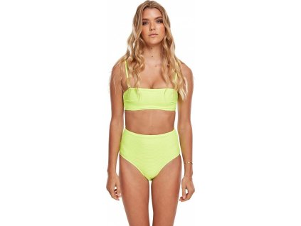 Bandeau bikiny s vysokým pasem Urban Classics (Velikost L, Barva žlutá výrazná)