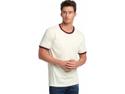 Hebké tričko Next Level Apparel s kontrastními lemy 145 g/m (Barva přírodní - černá, Velikost L)