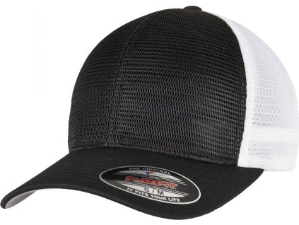 Flexibilní prodyšná dvoubarevná kšiltovka 360° Flexfit Omnimesh (Velikost L/XL, Barva černá - bílá)