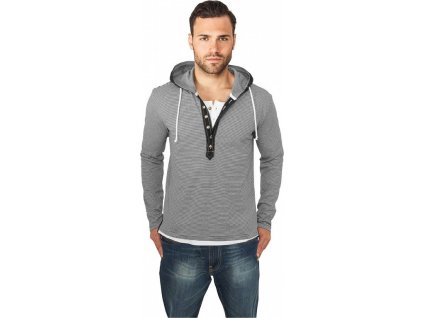 Pánská proužkovaná mikina Urban Classics s knoflíčky (Barva černá - bílá, Velikost S)
