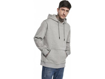 Pánská pevná oversize mikina Urban Classics s dvojitou kapucí (Barva šedá, Velikost L)
