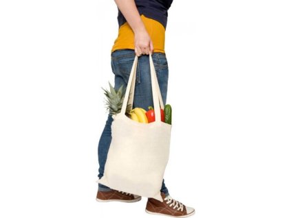 Základní plátěnná taška s dlouhými uchy (Barva Natural, Velikost cca. 38 x 42 cm)