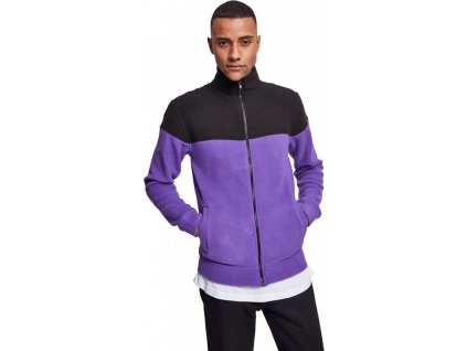 Dvoubarevná fleecová mikina Urban Classics se stojáčkem (Velikost L, Barva zelená olivová - černá)