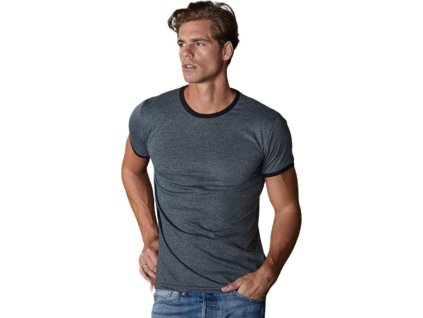 Pevné triko Tee Jays s kontrastními lemy 160 g/m (Velikost 3XL, Barva černá melír - černá)