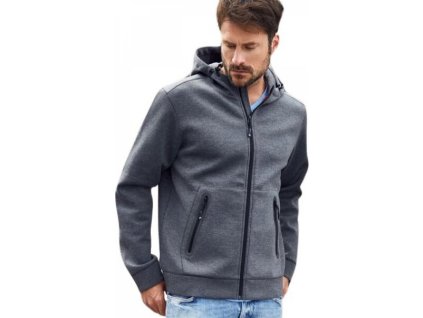 Teplá sportovní mikina s elastanem na zip s kapucí James and Nicholson (Barva šedá tmavá, Velikost 3XL)
