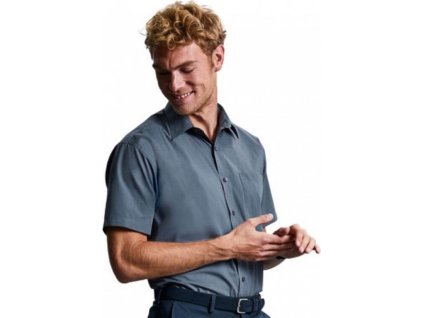 Popelínová košile Russell z polybavlny 65% polyester, 35% bavlna (Velikost S (37/38), Barva černá)