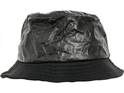 Rybářský klobouček se vzhledem zmačkaného papíru (Barva černá, Velikost one size)