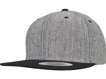 Melírová kšiltovna Snapback Flexfit s rovným kšiltem (Barva černá melange - černá)