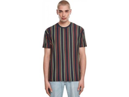 Retro proužkované pánské triko oversize Urban Classics (Velikost 3XL, Barva midnightnavy/burnedred)
