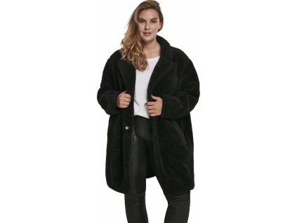 Ležérní dámský kožešinkový oversize kabátek Urban Classics (Barva černá, Velikost 3XL)