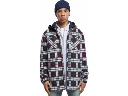 Zateplená oversize mikina s kožíškem a oddělitelnou kapucí Urban Classics (Barva modrá námořní - červená, Velikost 3XL)