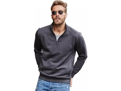 Prémiová mikina Tee Jays s krátkým zipem ke krku (Barva černá, Velikost 3XL)