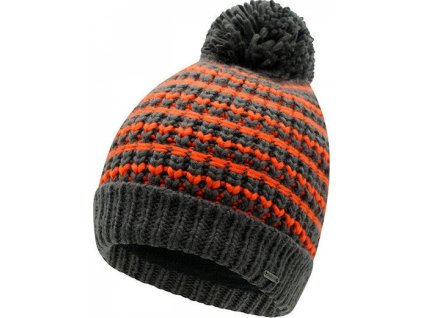 Pletená čepice s fleecovou podšívkou a bambulí (Barva Amber Glow-Ebony Grey)