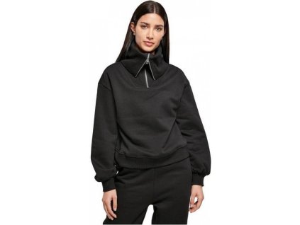 Oversize mikina Urban Classics s vysokým límcem na zip (Barva černá, Velikost 3XL)