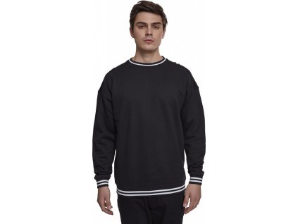 Sportovně střižená pánská mikina s kontrastními lemy Urban Classics (Barva černá - černá, Velikost L)