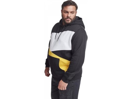Barevná pánská mikina Zig Zag Urban Classics (Barva černá - červená - uhlová, Velikost XXL)