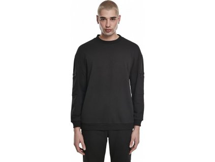 Tepláková oversize mikina bez kapuce a zipu Urban Classics (Barva černá, Velikost 3XL)