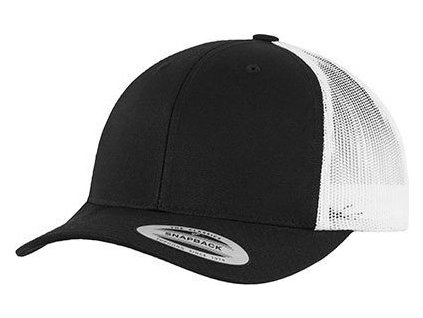 Dvoubarevná retro Trucker 6-panelová kšiltovka se síťkou (Barva černá - bílá)