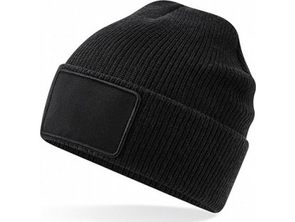 Ohrnovací Thinsulate™ Beanie čepice s odnímatelnou ploškou na potisk (Barva černá)