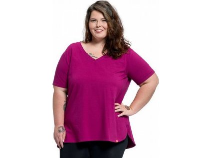 Dámské oversize tričko plus size s rozparkem a kulatým lemem