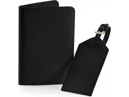 Elegantní cestovní set - obal na pas / doklady a označovač na kufr (Barva černá)