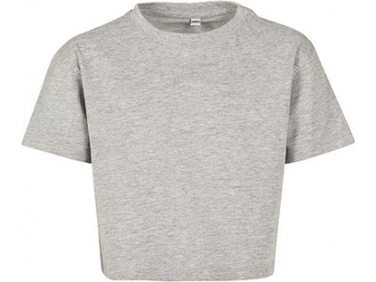 Dívčí bavlněné crop top tričko do pasu (Barva šedá melír, Velikost 110/116)