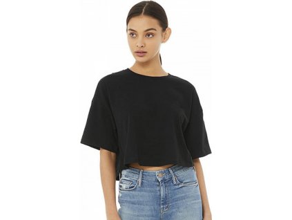 Lehké oversize crop top tričko z jednoduchého žerzeje