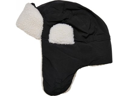 Lovecká čepice Sherpa s kožíškem a hřejivými náušníky (Velikost one size, Barva černá - bílá)