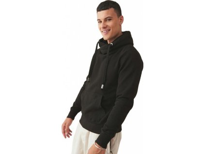 Robustní unisex mikina klokanka bez zipu se zkříženým límcem (Barva růžová světlá, Velikost L)