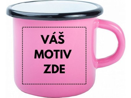 Růžový prémiový plecháček s černým lemem 360 ml AveTech