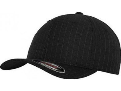 Sportovní kšiltovka Flexfit s jemnými proužky a prohnutým kšiltem (Barva černá - bílá, Velikost L/XL)