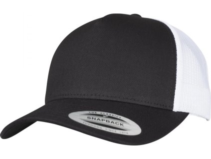 Dvoutónová retro Trucker kšiltovka 5 panelů (Velikost one size, Barva černá - bílá)