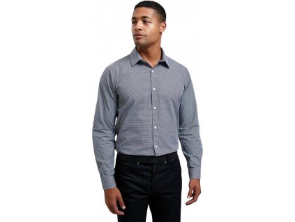 Pánská popelínová košile Gingham s drobným kostkovaným vzorem (Barva černá - bílá, Velikost 3XL)