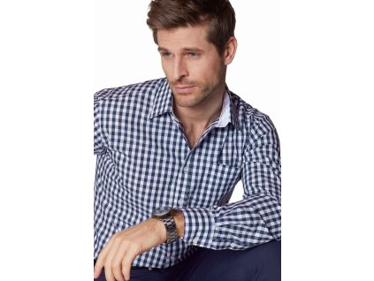 Módní kostkovaná košile z vysoce kvalitního popelínu (Velikost S, Barva černá - bílá)