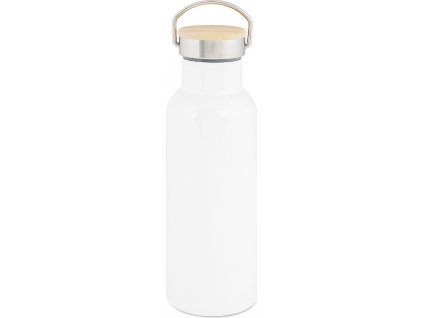 Bílá termoska s bambusovým víčkem 500 ml AveTech