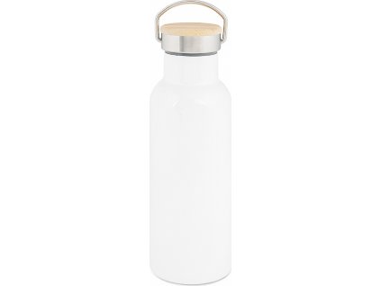 Bílá termoska s bambusovým víčkem 500 ml