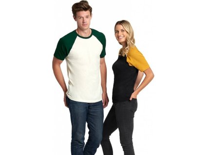 Lehké kontrastní raglánové unisex triko Next Level Aparel 145 g/m (Velikost XS, Barva zelená - přírodní)
