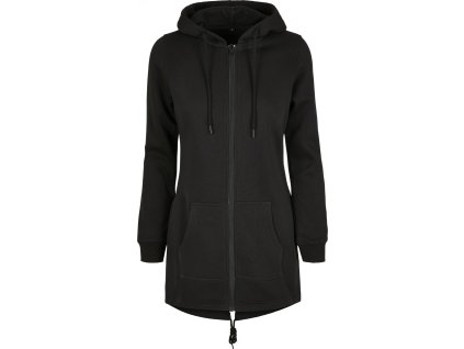 Extra dlouhá dámská mikinová parka s hlubokou kapucí (Velikost XS, Barva bílá)