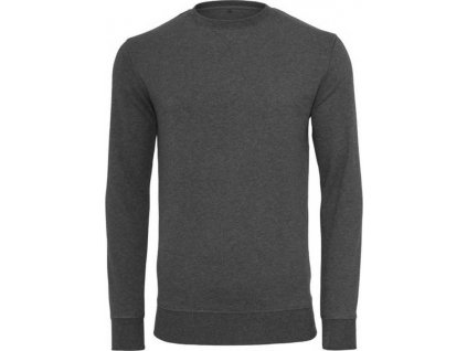 Zpevněné tričko s dlouhým rukávem Build Your Brand 240 g/m, šedá uhlová melír, vel.XXL