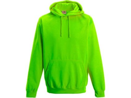 Zářivá mikina Just Hoods ve fluorescetních barvách s přední kapsou a kapucí, zelená fluorescentní, vel.M
