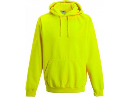Zářivá mikina Just Hoods ve fluorescetních barvách s přední kapsou a kapucí, žlutá fluorescentní, vel.M
