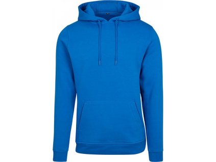 Teplá mikina Build Your Brand s kapucí a kapsama, 70% bavlna, modrá kobaltová, vel.XL