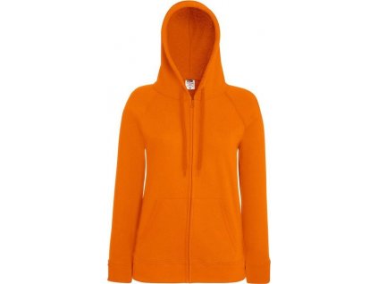Lehká dámská mikina se zipem a kapucí, 80% bavlna Oranžová, vel. XL