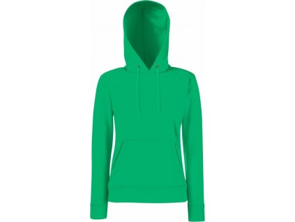 Dámská klokánka s kapucí bez zipu 80% bavlna zelená výrazná, vel. XS