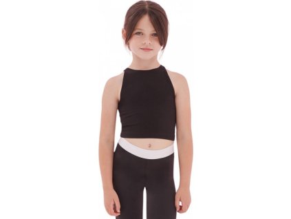 Dívčí strečové crop top tričko (Barva černá, Velikost 11-12 let)