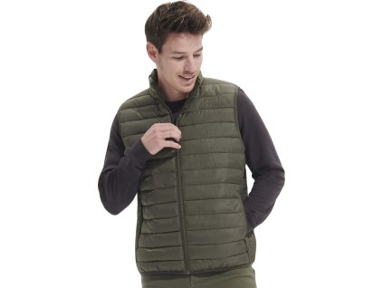 Pánská zateplená prošívaná vesta Bodywarmer Stream se stojáčkem (Barva zelená vojenská, Velikost 3XL)